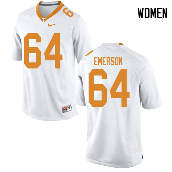 Women #64 Greg Emerson Tennessee Volunteers College Football Jerseys Sale-White - Click Image to Close